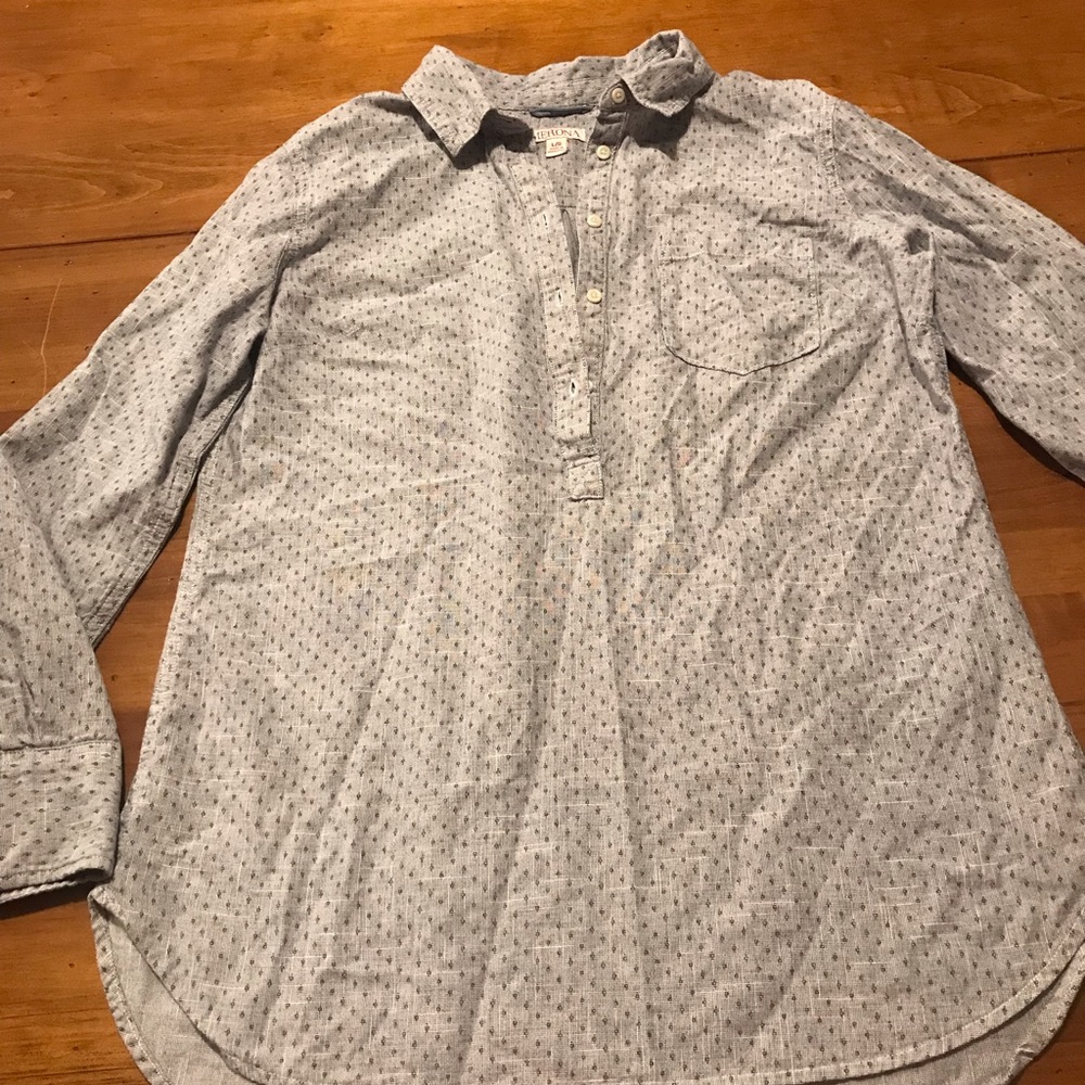 Navy & White Half Button Down